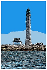 Boon Island Light is Tallest Tower in Maine - Digital Painting